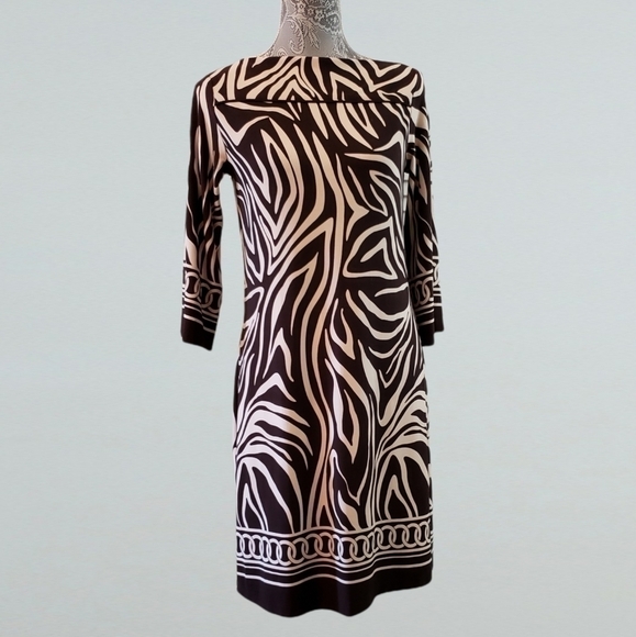 MERCER & MADISON BROWN AND CREAM COLOR DRESS SIZE 10 - Picture 3 of 3